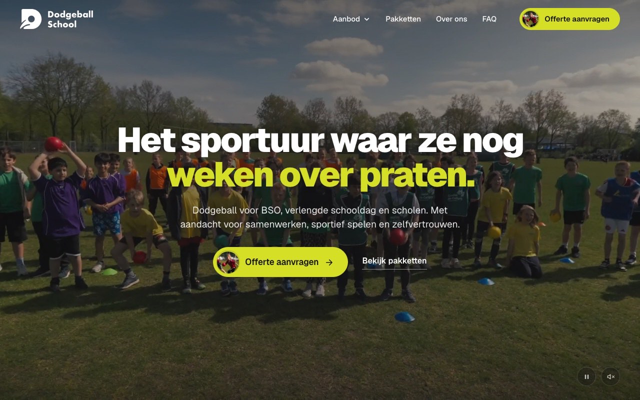 Dodgeball School, website gebouwd door Flowfy